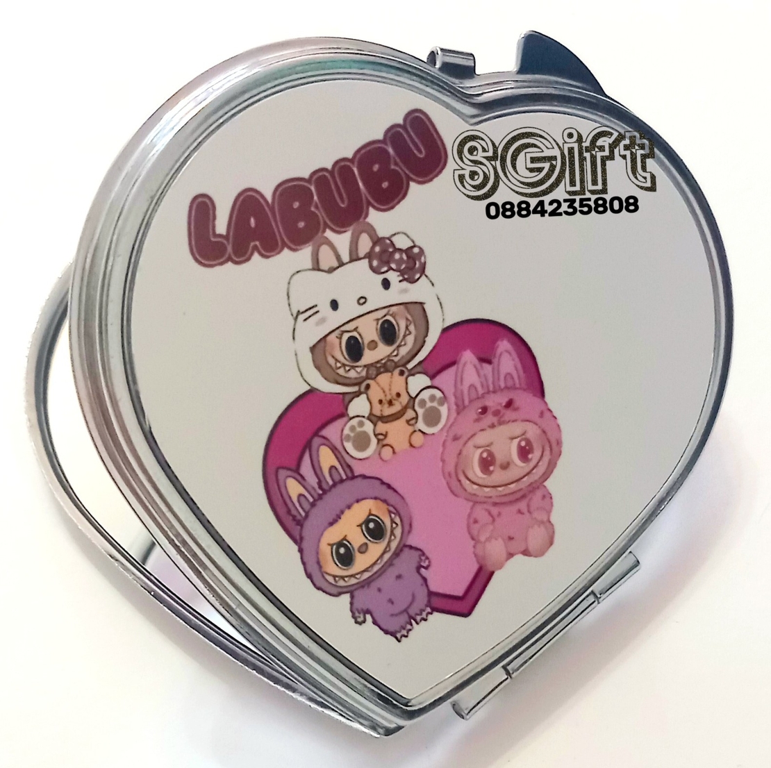 Джобно огледалце сърце  „Labubu Hello Kitty Heart“