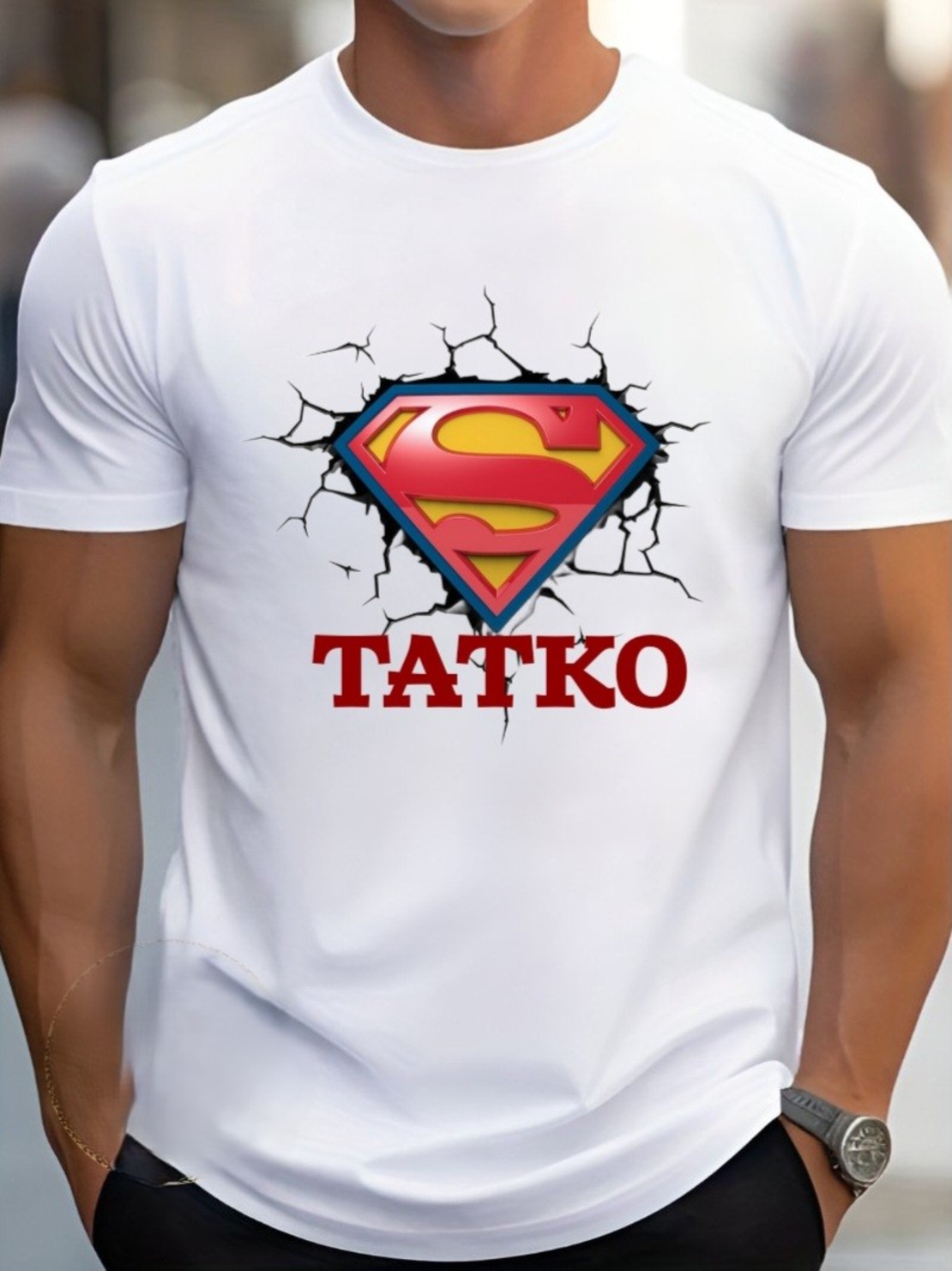 Мъжка тениска „Супер Татко“ – Емблема на героя