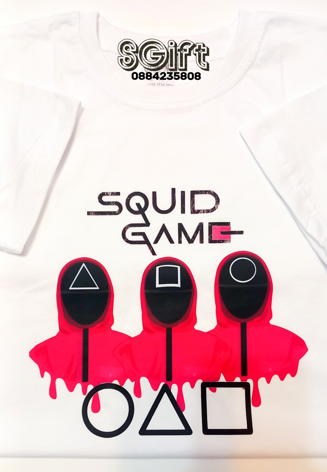 Детска тениска „Squid Game охранители и символи