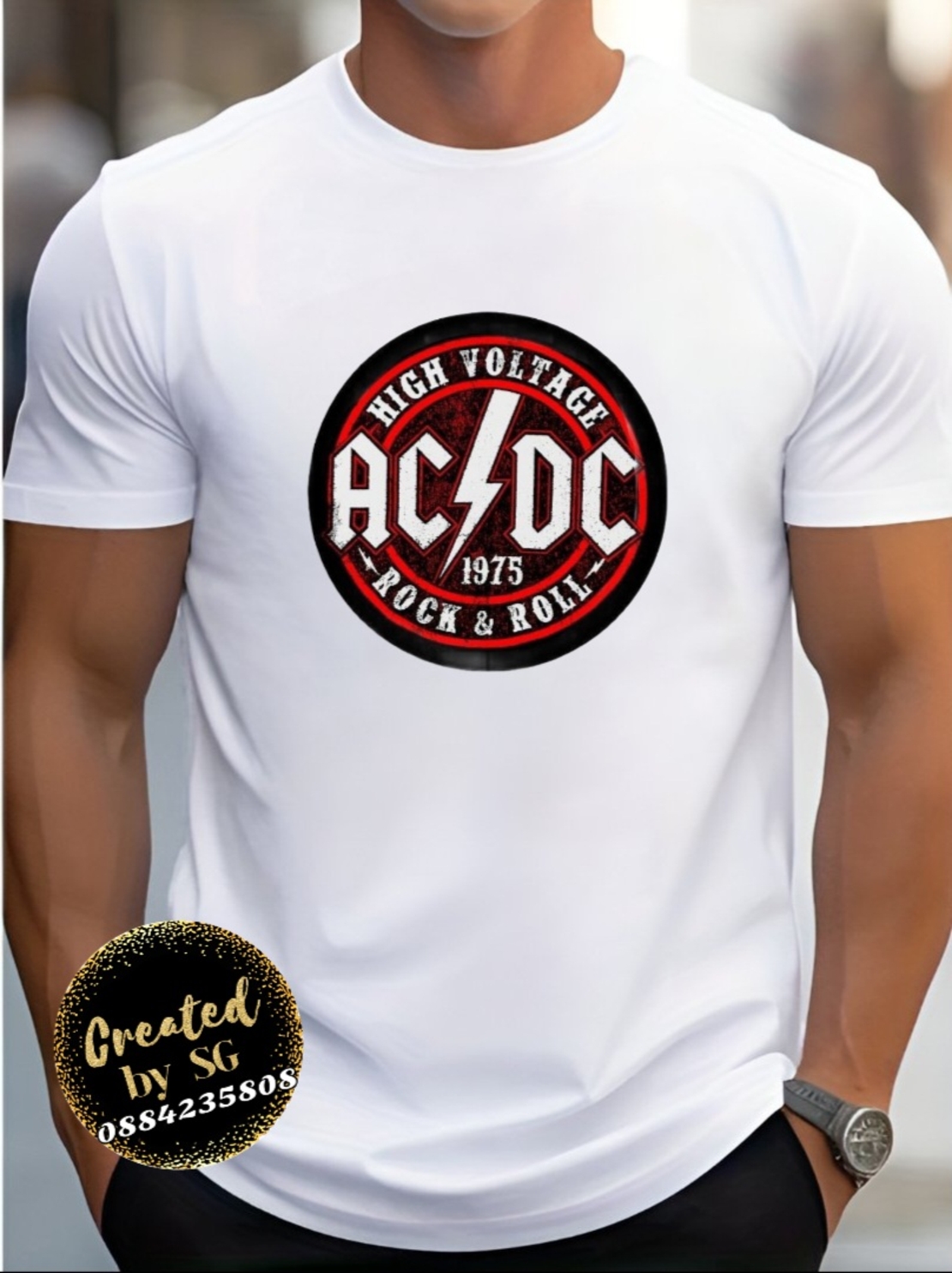 Мъжка тениска „AC/DC High Voltage Rock & Roll 1975