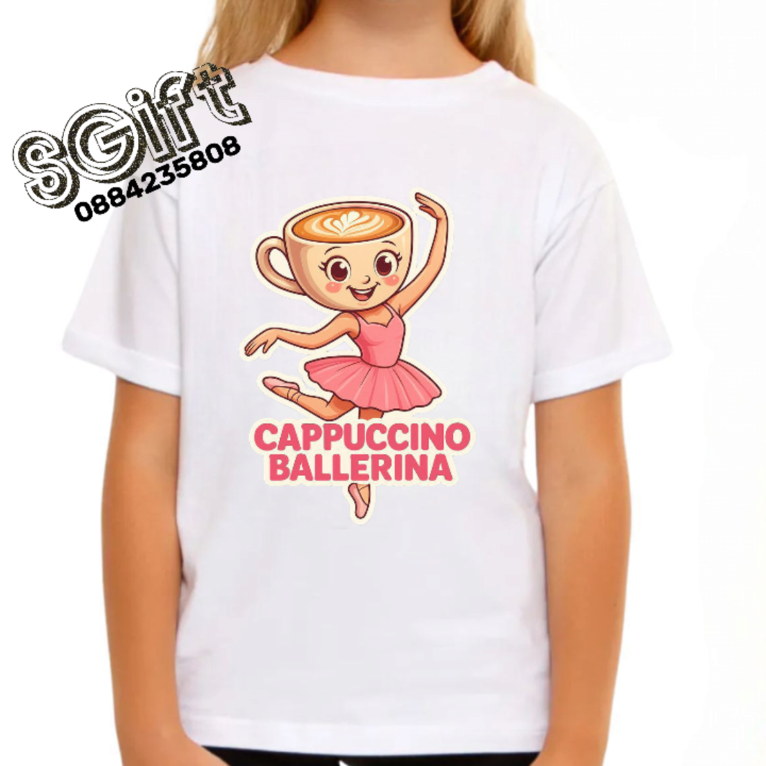 Детска тениска „Ballerina Cappuccina“ – Танцуваща чашка