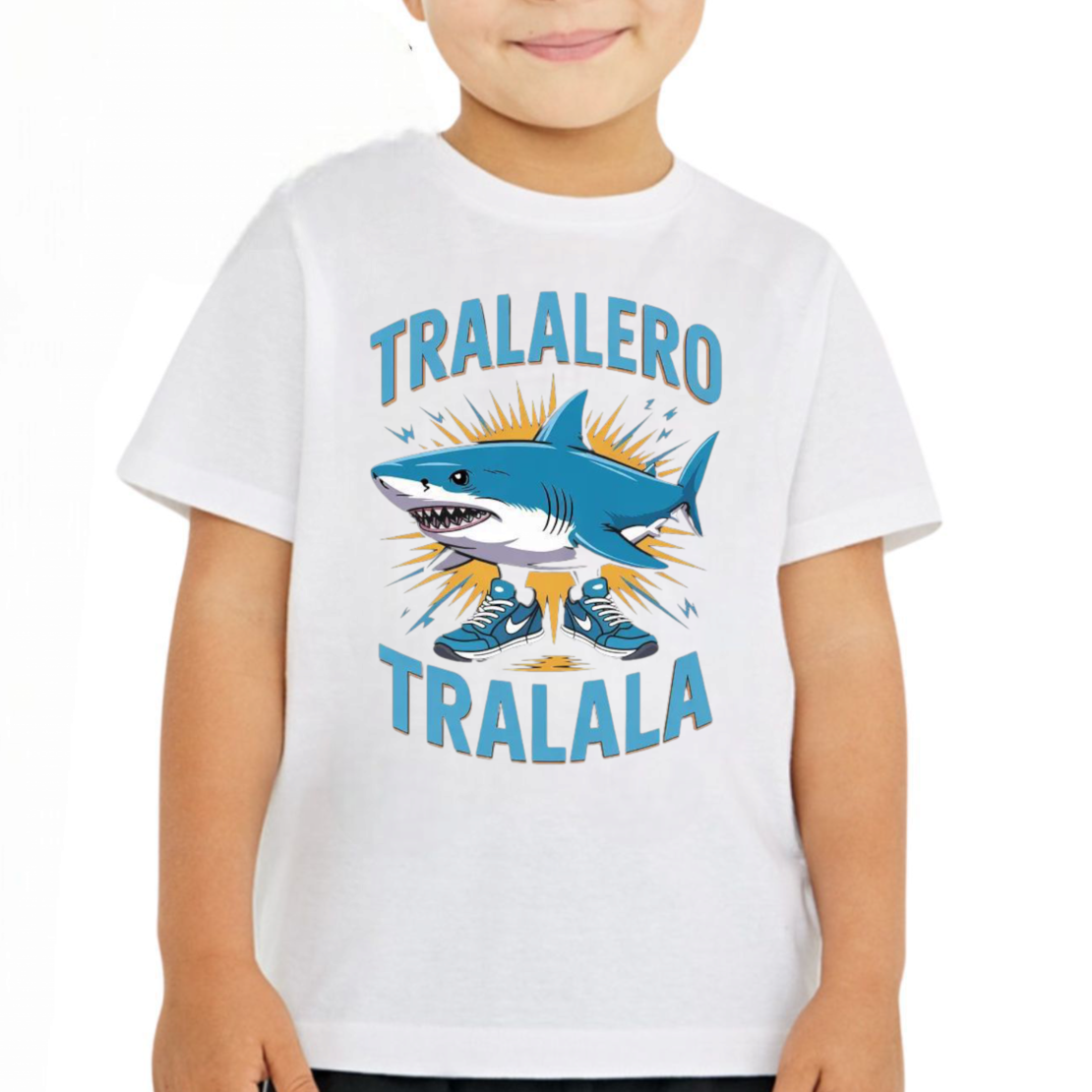 Детска тениска „Tralalero Tralala“ – Акула с кецове