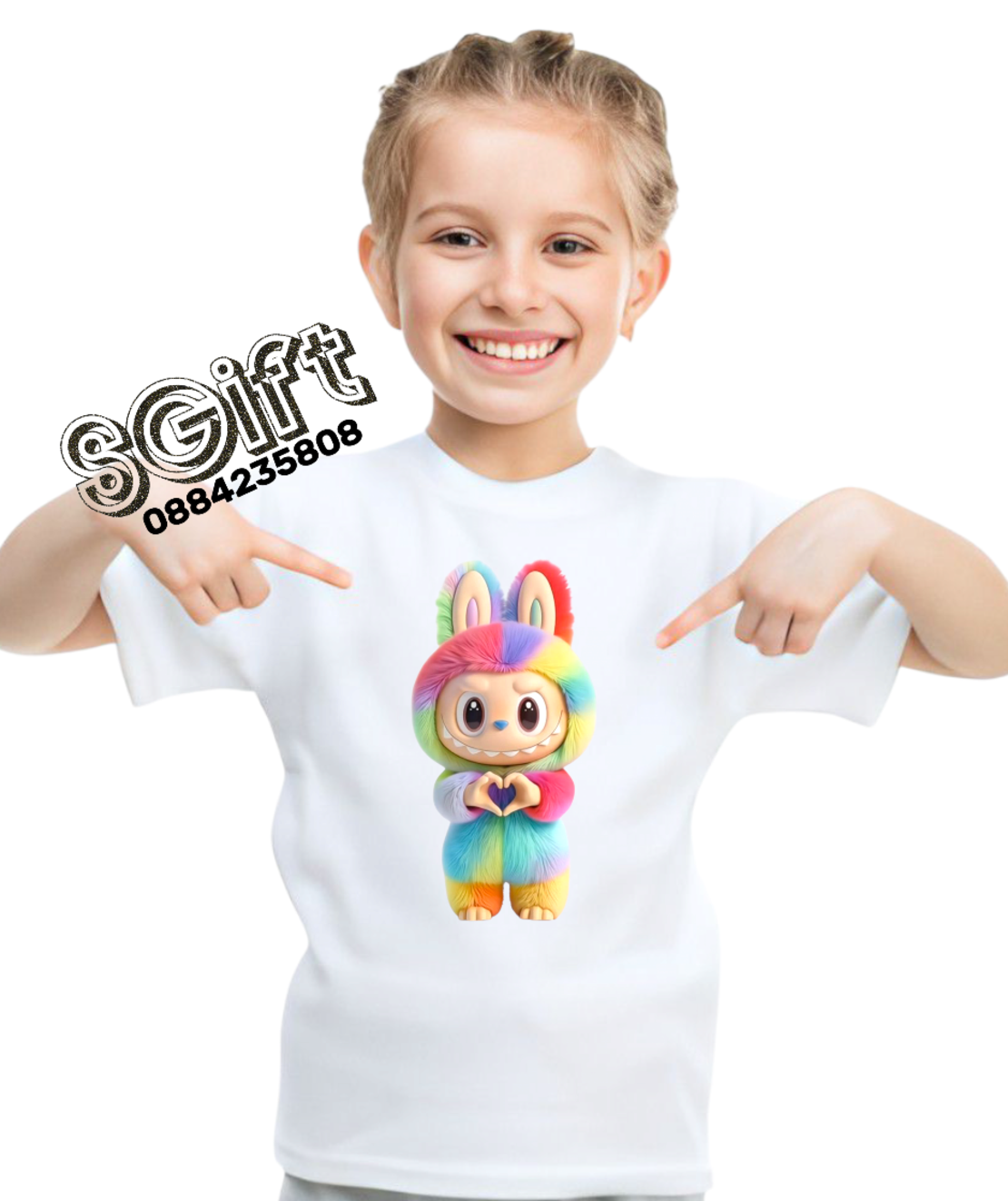 Детска тениска „Labubu Rainbow Love“