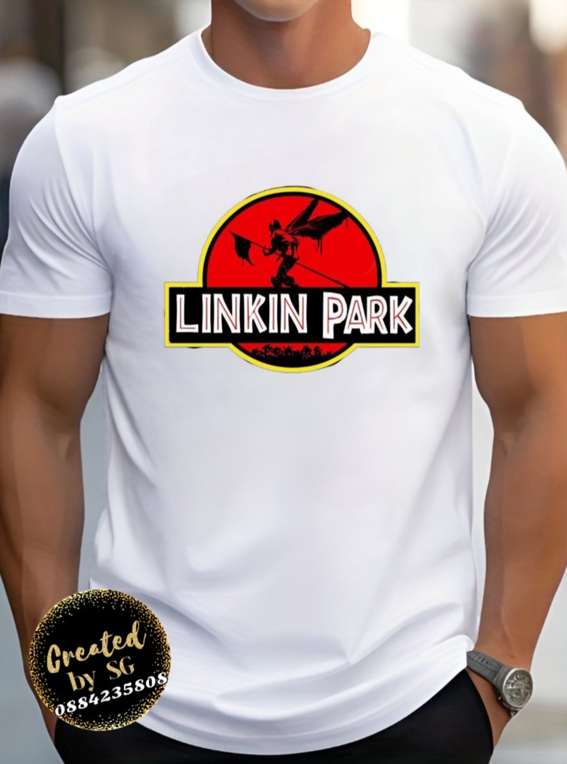 Мъжка тениска „Linkin Park в Jurassic стил