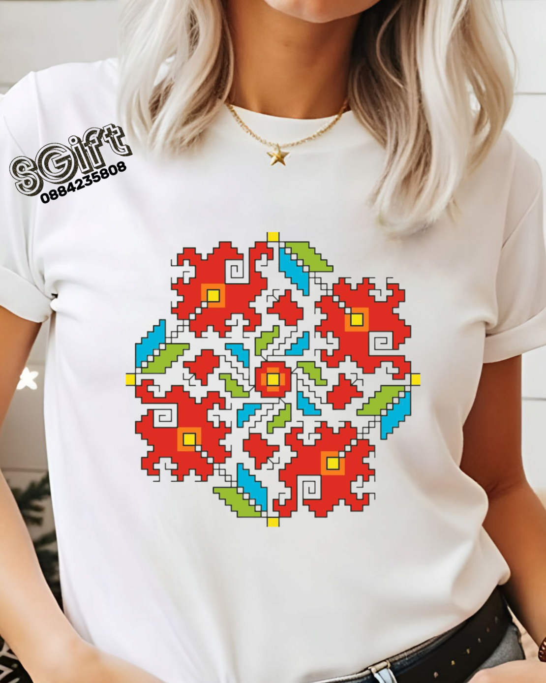 ДАМСКА  ТЕНИСКА С ШЕВИЦА  „ЦВЕТНА ГРАДИНА“