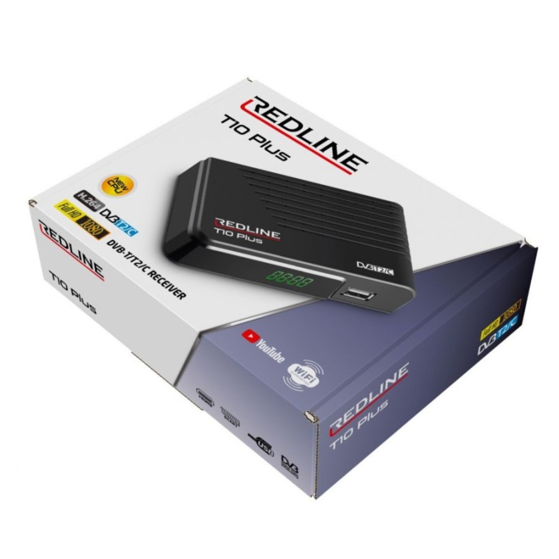 Комбиниран приемник REDLINE T10 Plus HD Cable, кабелна и ефирна телевизия, DVB-T/T2/C