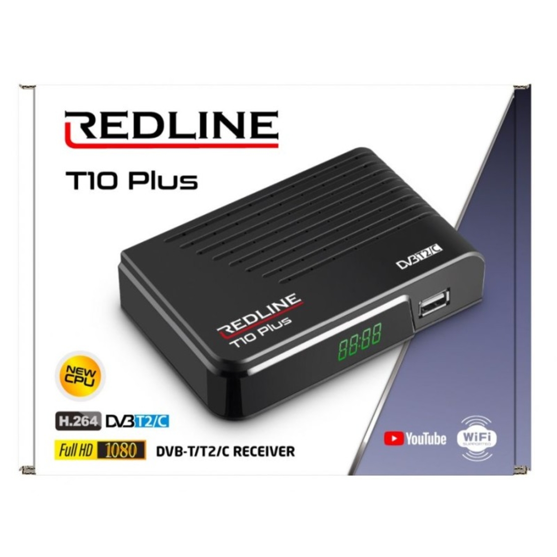 Комбиниран приемник REDLINE T10 Plus HD Cable, кабелна и ефирна телевизия, DVB-T/T2/C