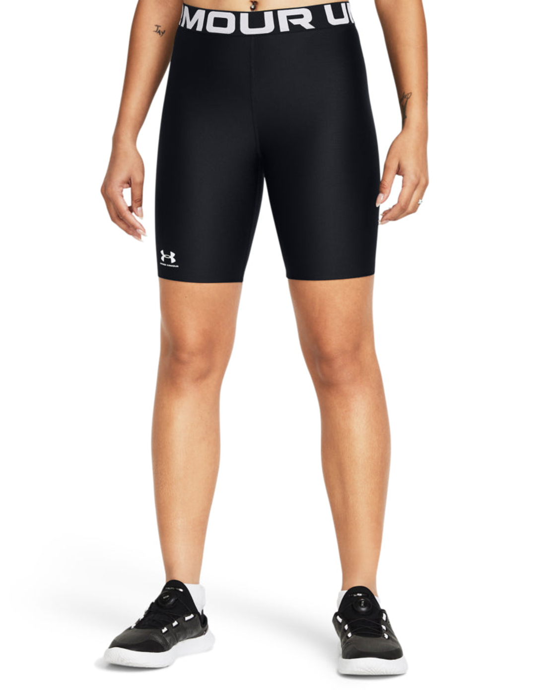 UA HG AUTHENTICS 8IN SHORT Black White Women