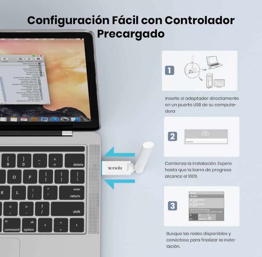 Tenda U2 Wi-Fi 6 USB адаптер AX300, антена и Wi-Fi