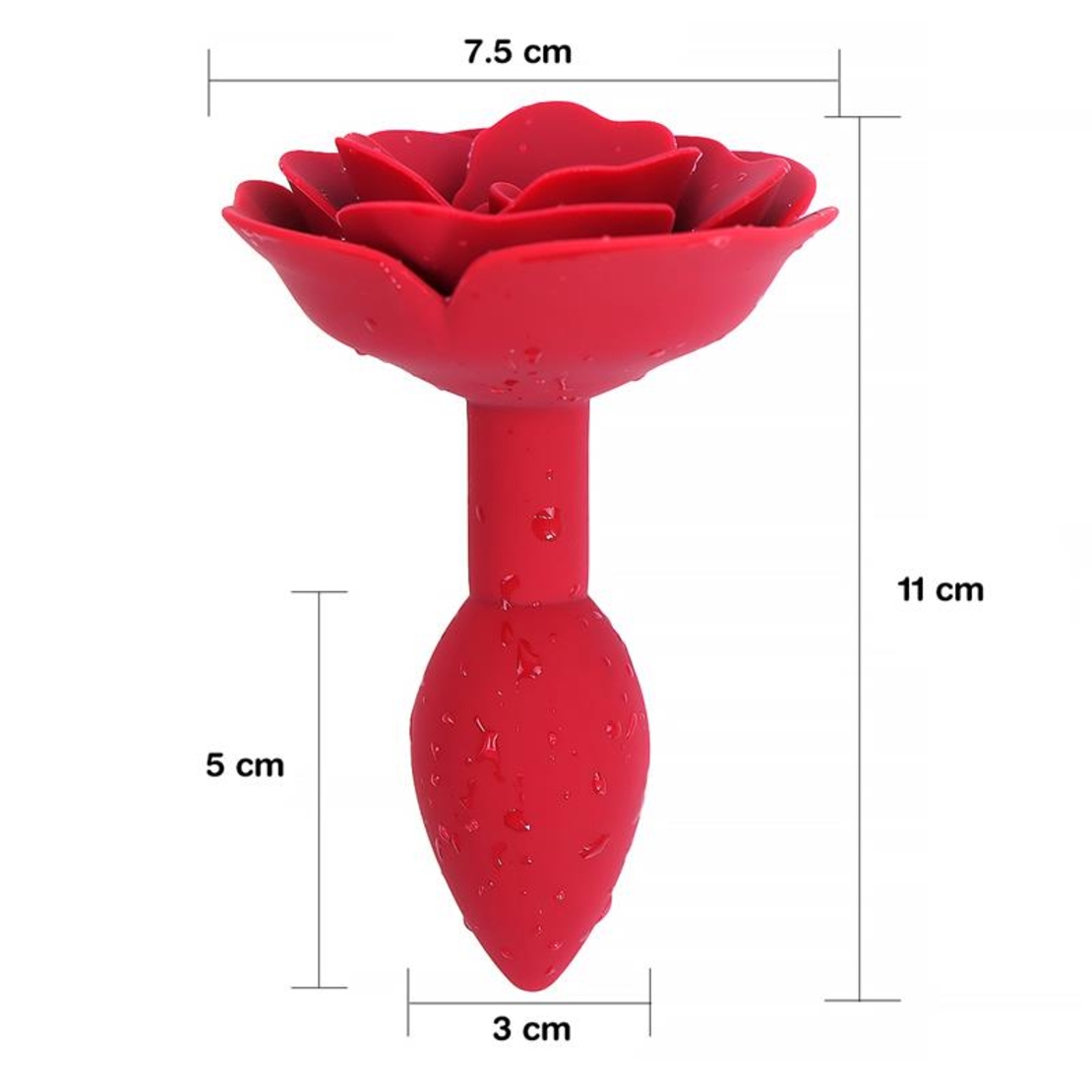 A-GUSTO Rose – червен силиконов анален плъг с роза