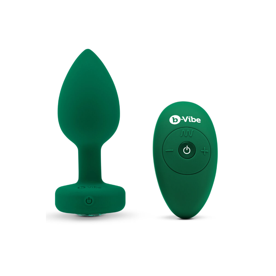 Анална тапа с дистанционно B-Vibe Vibrating Jewel Зелен M/L