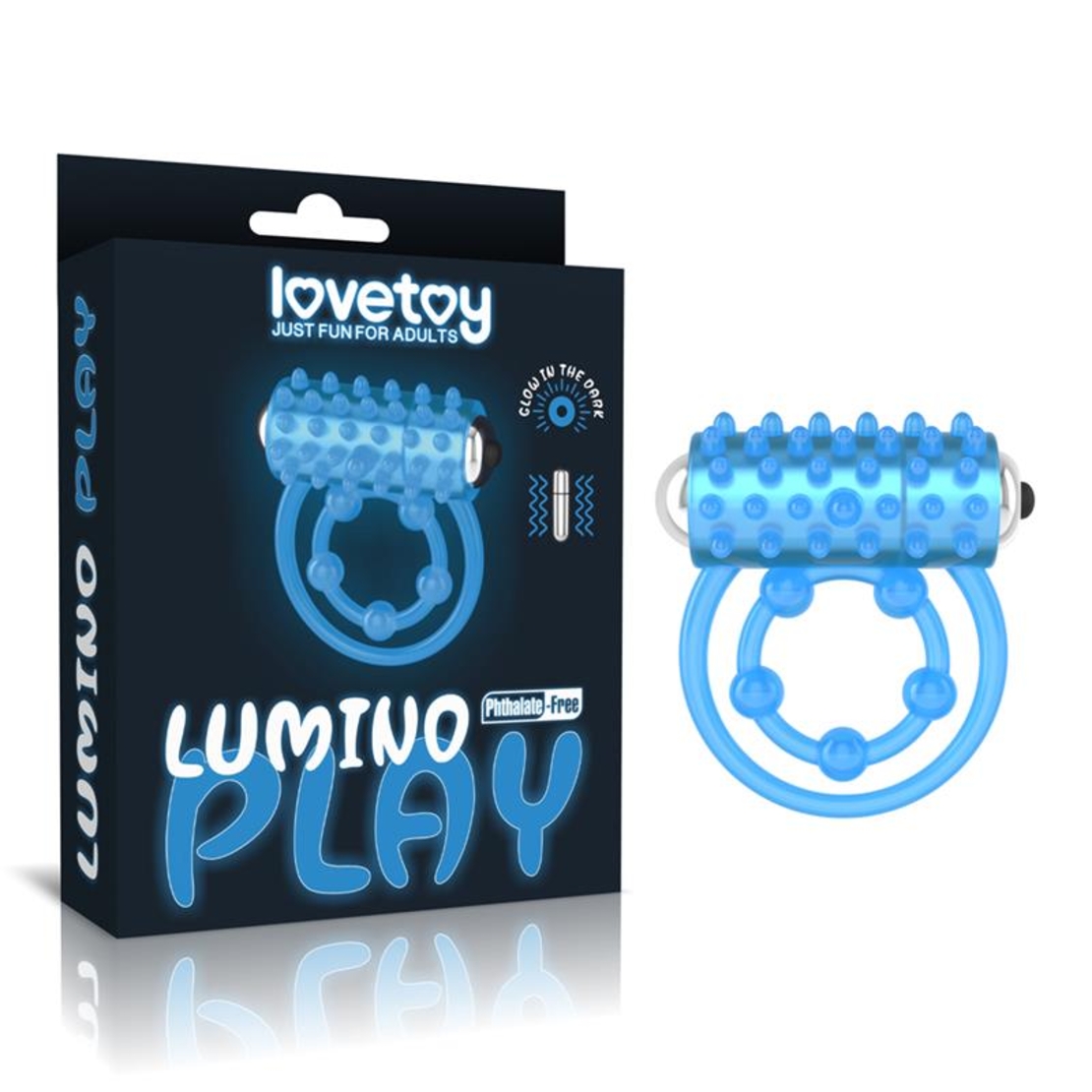 LOVETOY Lumino Play – вибрационен пенис пръстен със синя светлина