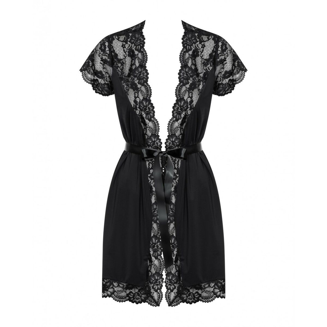 Еротичен Халат Obsessive PEIGNOIR Черен XXL/XXXL