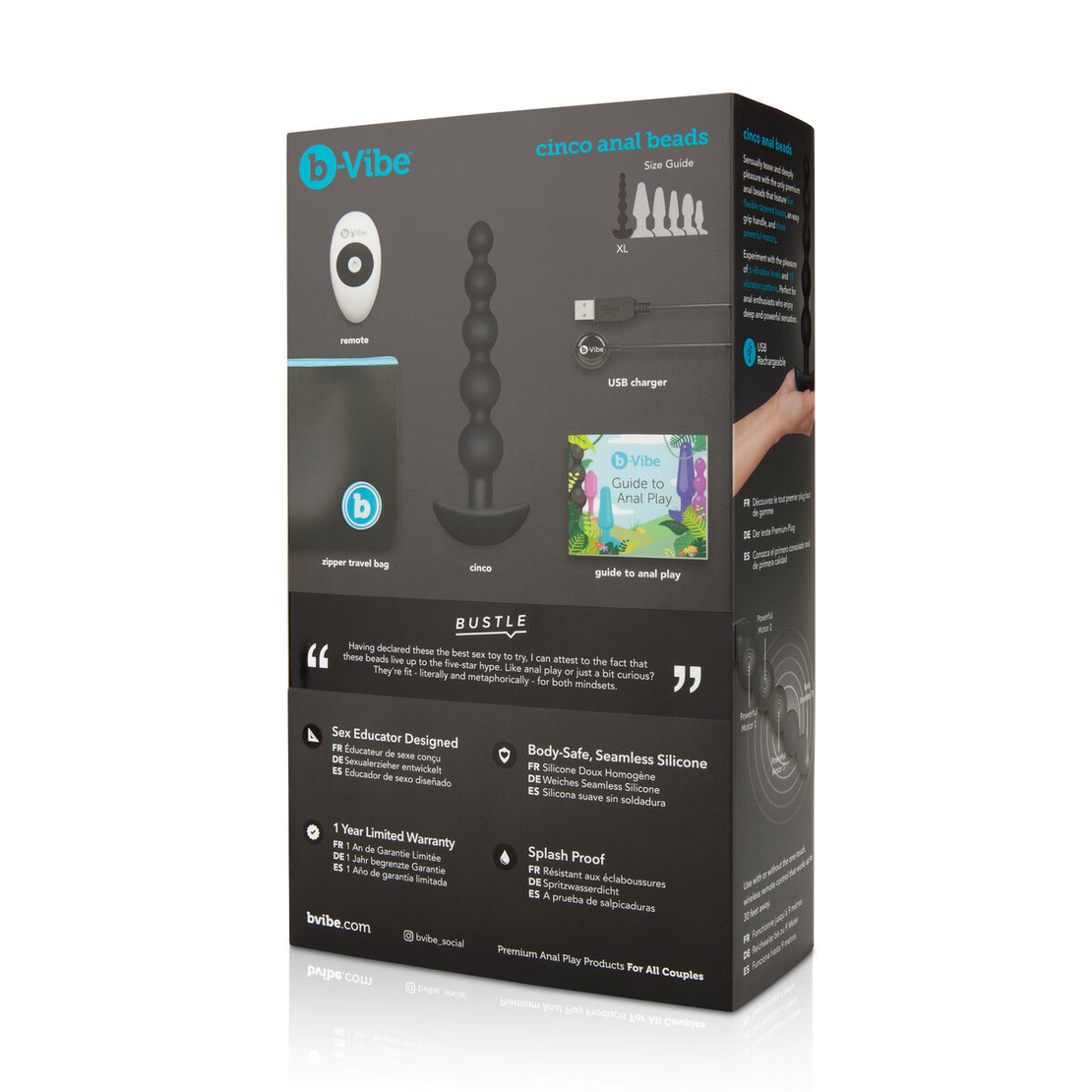 Анални Топчета Черен B-Vibe 9516 вибриращи с дистанционно