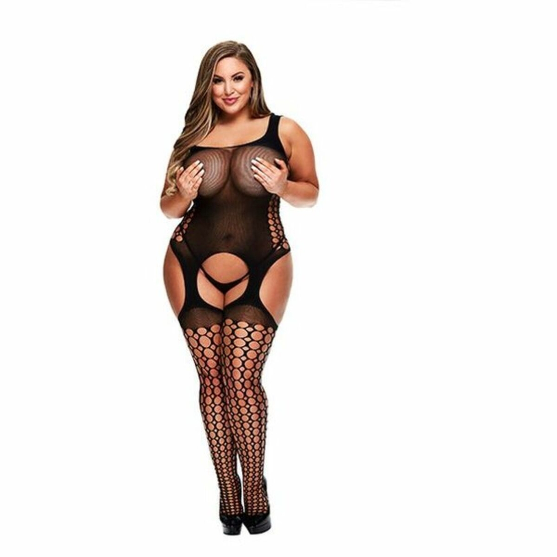 Чорапогащник за Тяло Crotchless Suspender Кралски Размер Baci Lingerie 00421 (XL)