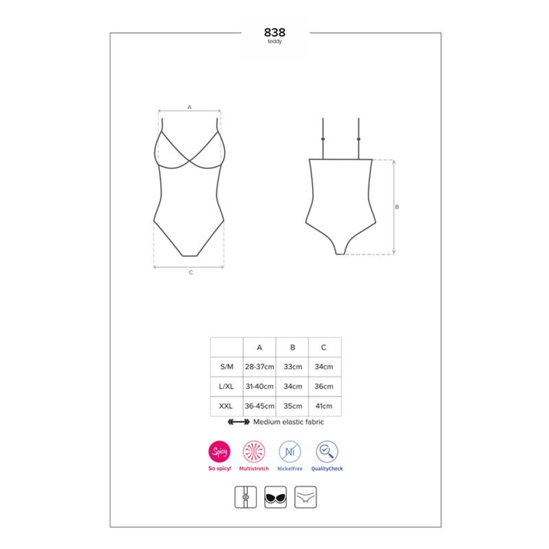 OBSESSIVE 838-TED-1 – черно боди размер S/M