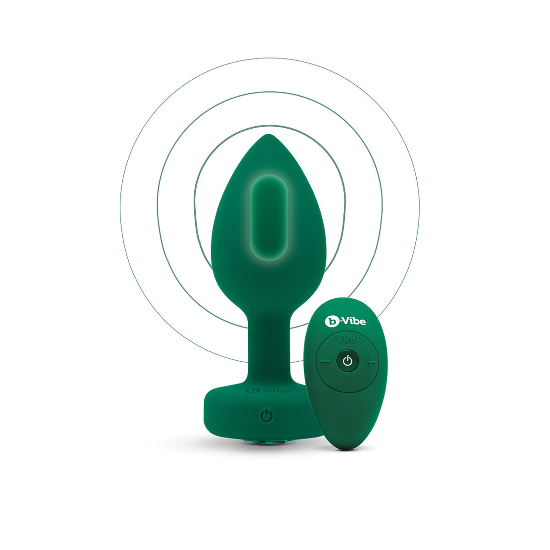 Анална тапа с дистанционно B-Vibe Vibrating Jewel Зелен M/L