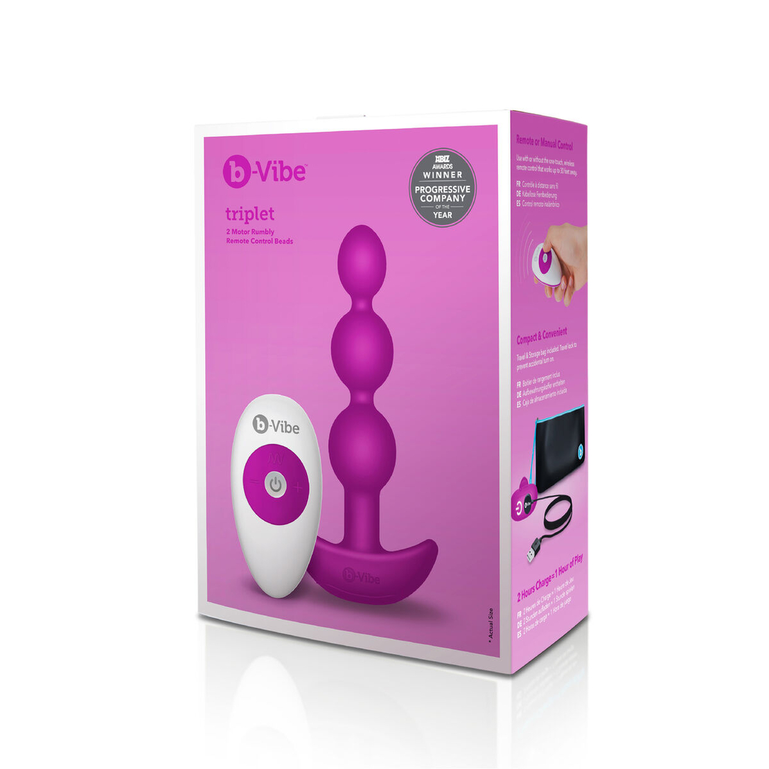 Анални мъниста Triplet Fuchsia B-Vibe 92740 Розов