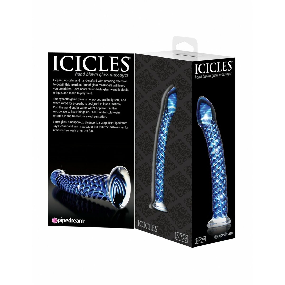Стъклено Релефно Дилдо Pipedream Icicles Синьо