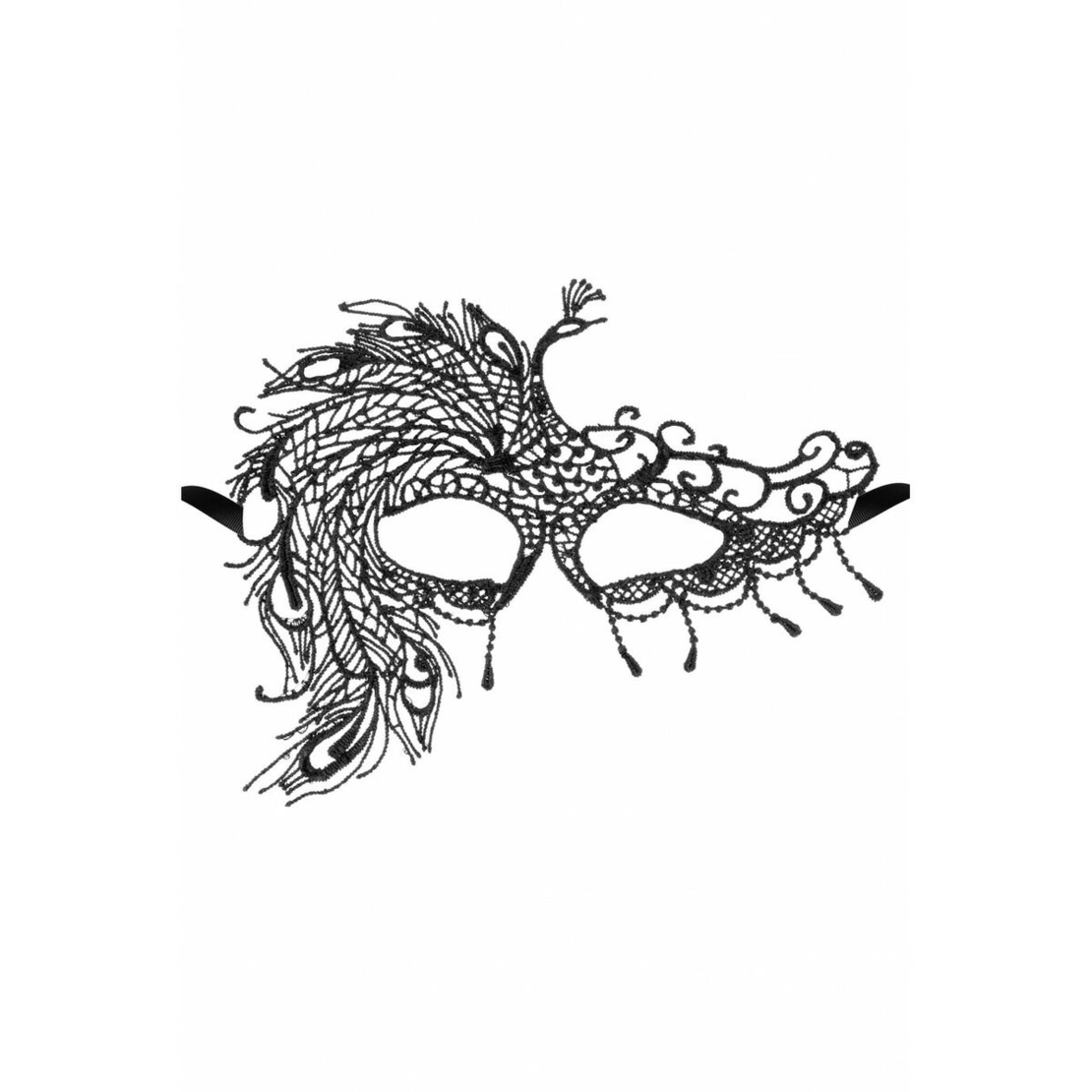 Маска за очи - Черна с пера Shhh Blindfold Maskarade