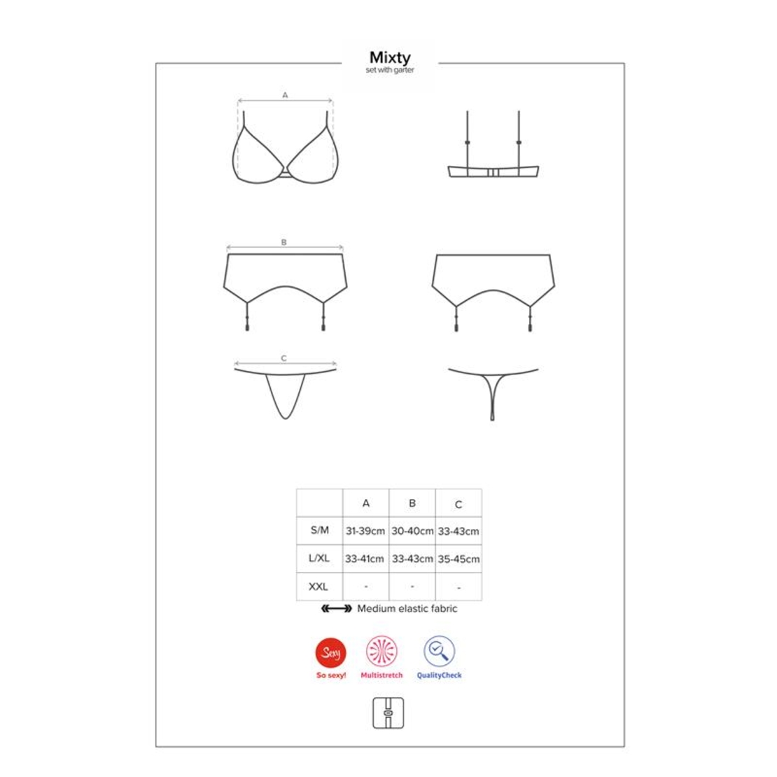 Комплект от  3 части OBSESSIVE MIXTY, ЧЕРЕН - размер L/XL