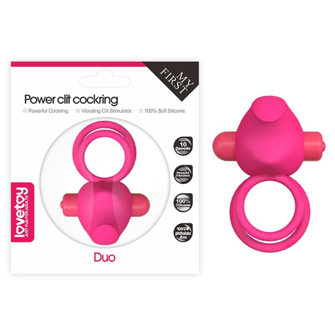 LOVETOY Двоен вибриращ пенис за клитор Power Clit Duo Pink