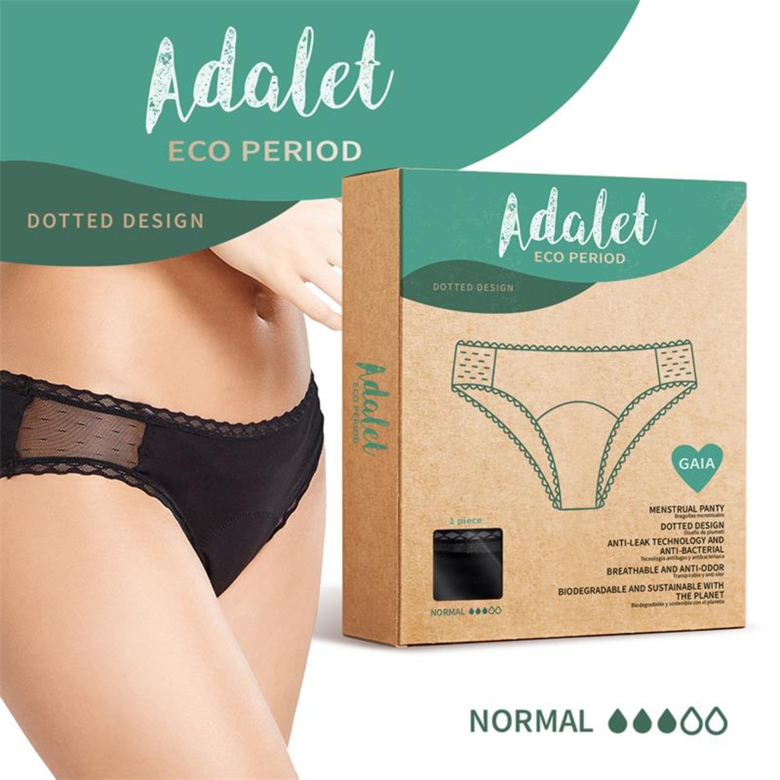 ADALET ECO PERIOD Gaia Normal – менструални бикини, Размер XL