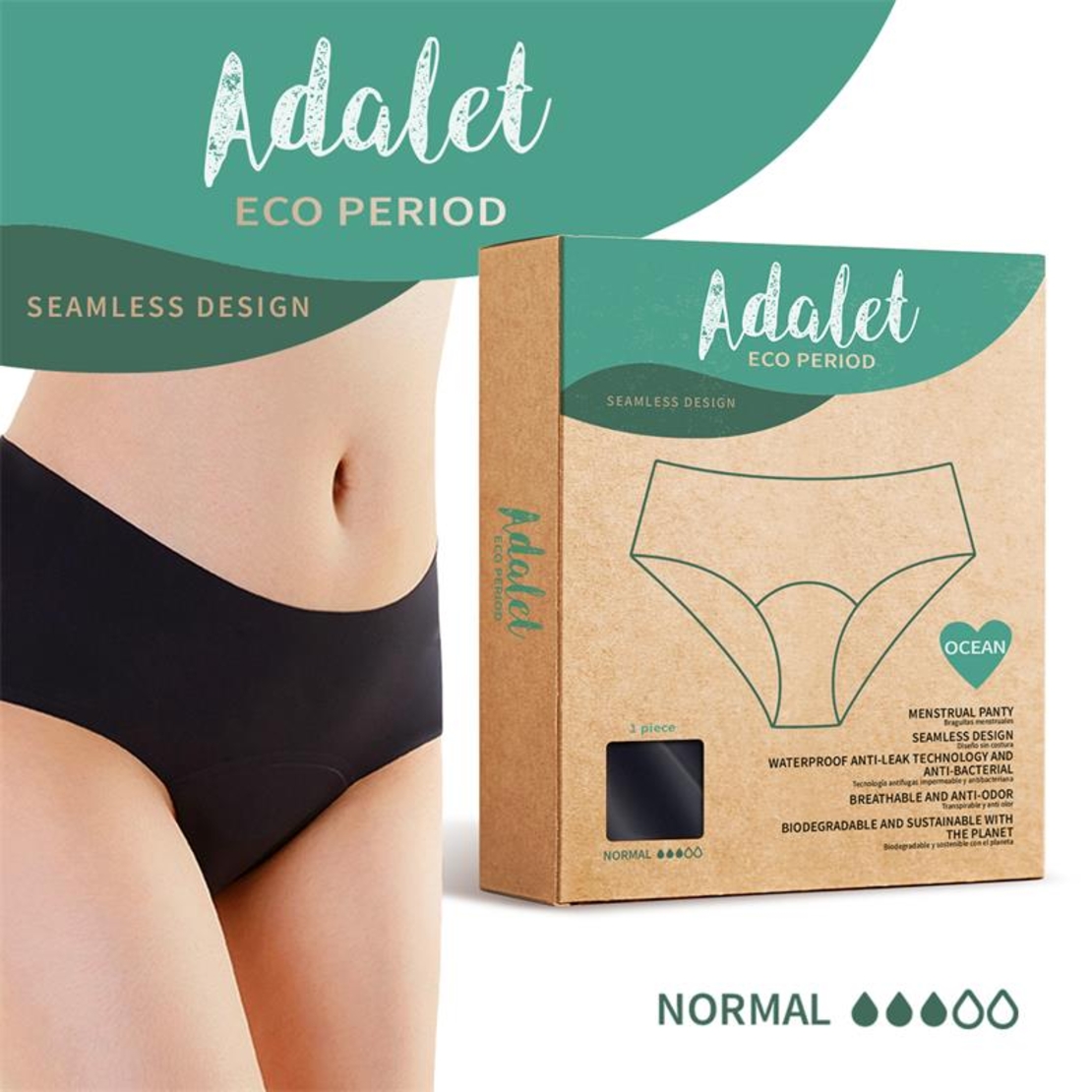 ADALET ECO PERIOD Ocean Менструални бикини Normal, Размер XXL