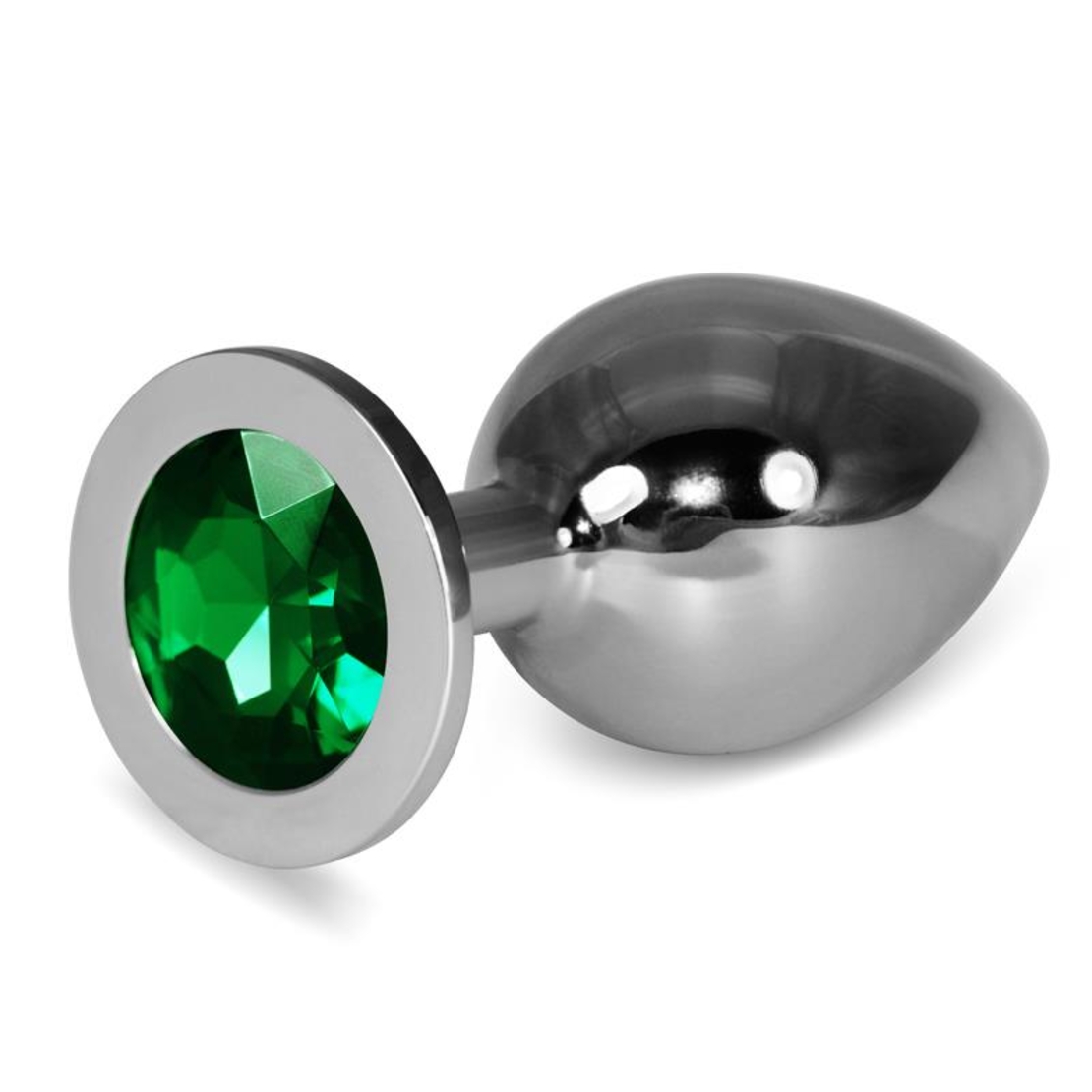 Метален анален разширител LOVETOY RoseBud Classic със зелено бижу, размер L