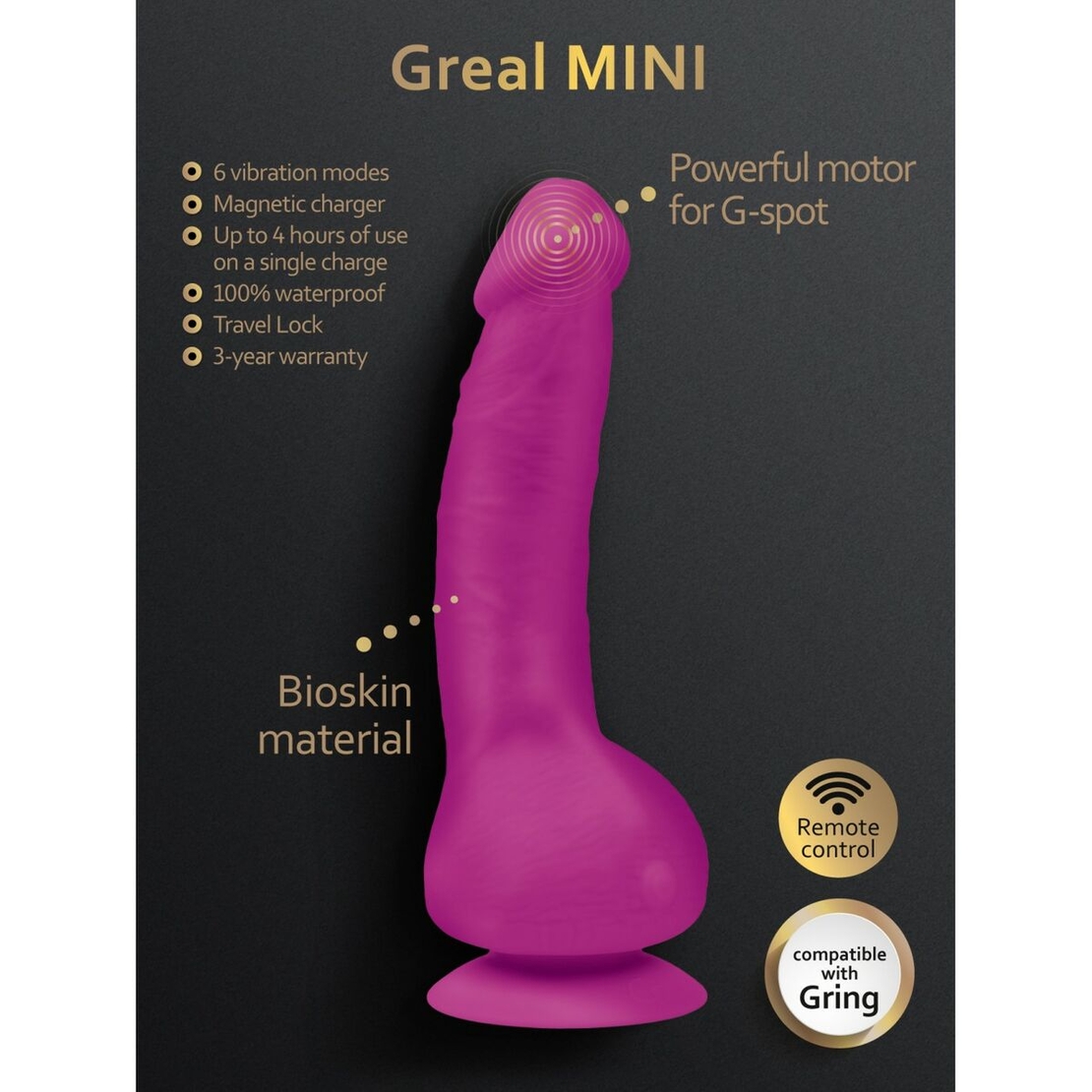 Дилдо Gvibe Greal Mini с дистанционно