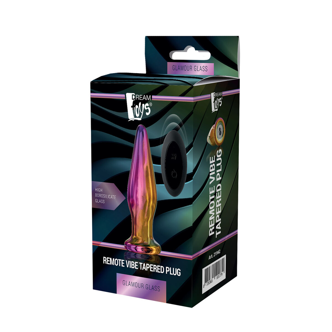 Анална вибрираща тапа с дистанционно Dream Toys Glamour Glass Многоцветна 4,3 см