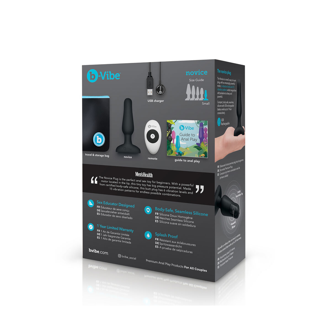 Аналена тапа с дистанционно управление B-Vibe NOVICE Черен