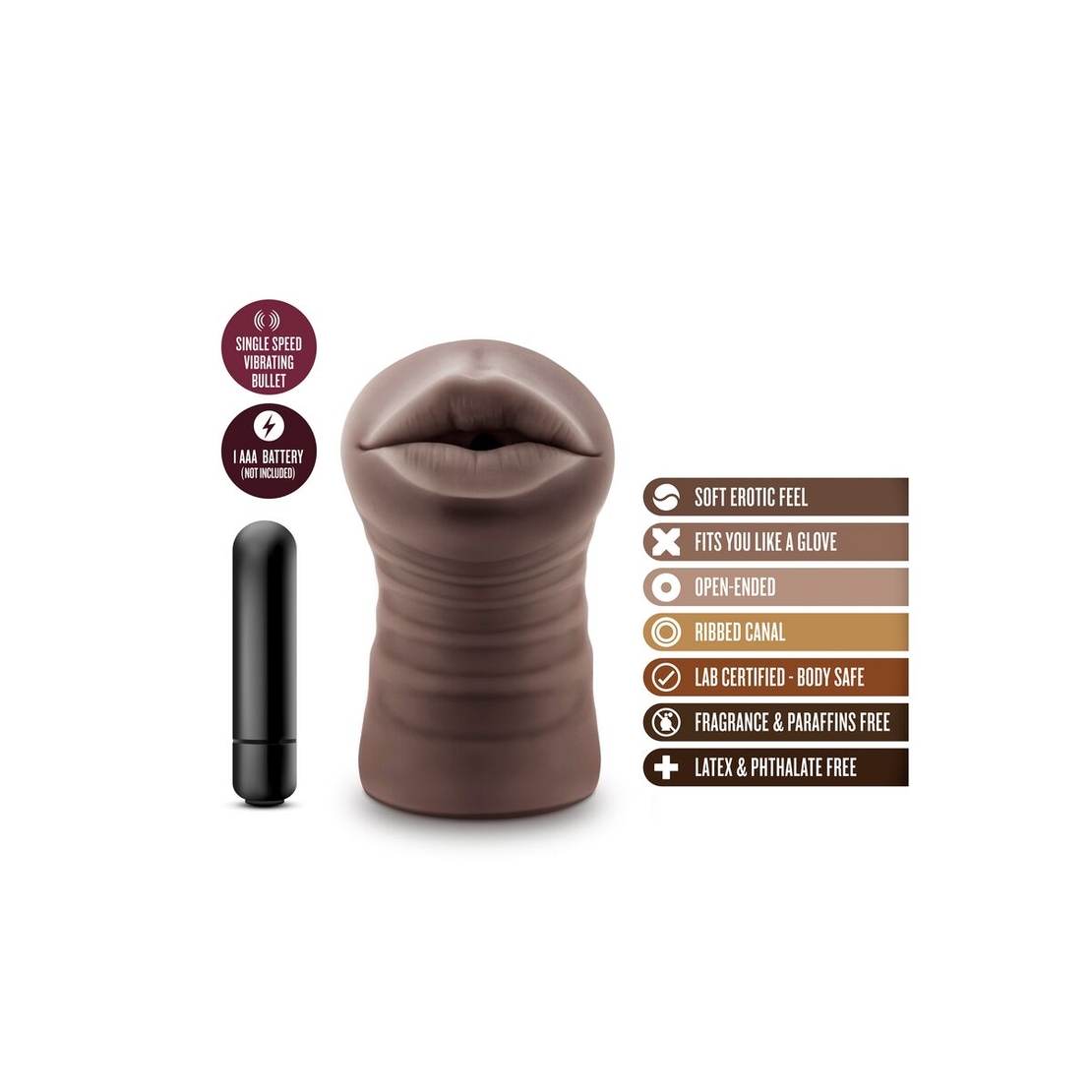 Blush Hot Chocolate Heather – Мъжки мастурбатор уста Кафяв