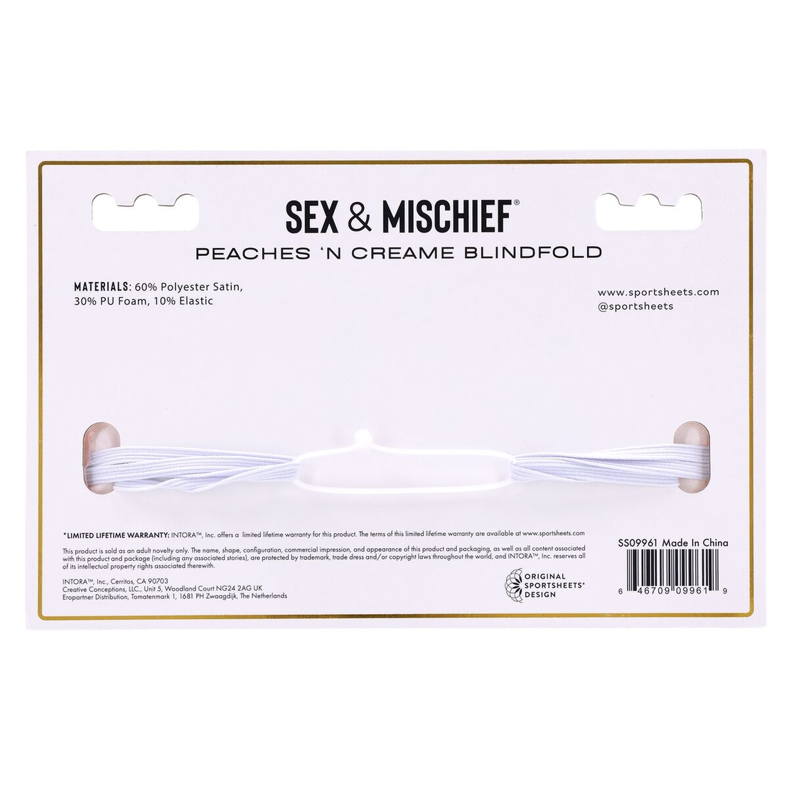 Маска за очи - кремава с праскови - Shhh Blindfold Sportsheets Peaches 'n CreaMe