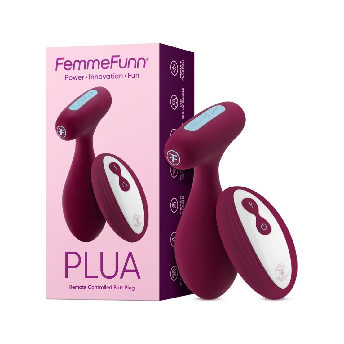 Анална тапа с дистанционно FemmeFunn Plua Вишнава