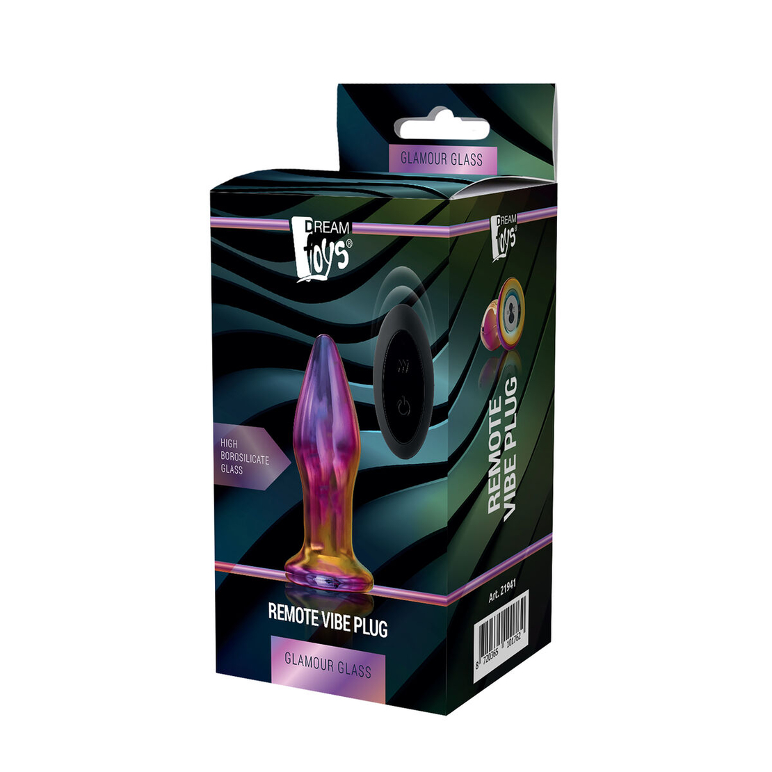 Анална вибрираща тапа с дистанционно Dream Toys Glamour Glass Многоцветен 3,9 см
