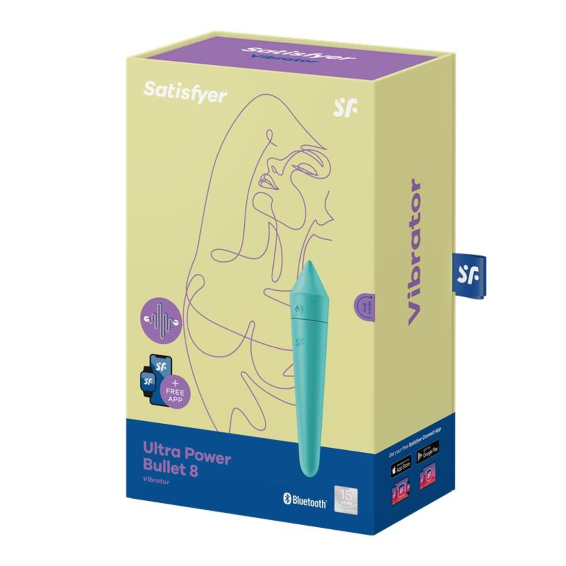 SATISFYER Ultra Power Bullet 8 Вибриращ куршум с приложение Turquoise