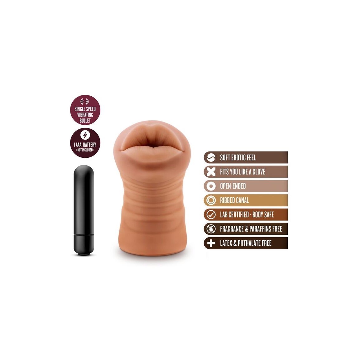 Blush Isabella Brown Мъжки мастурбатор уста Кафяв