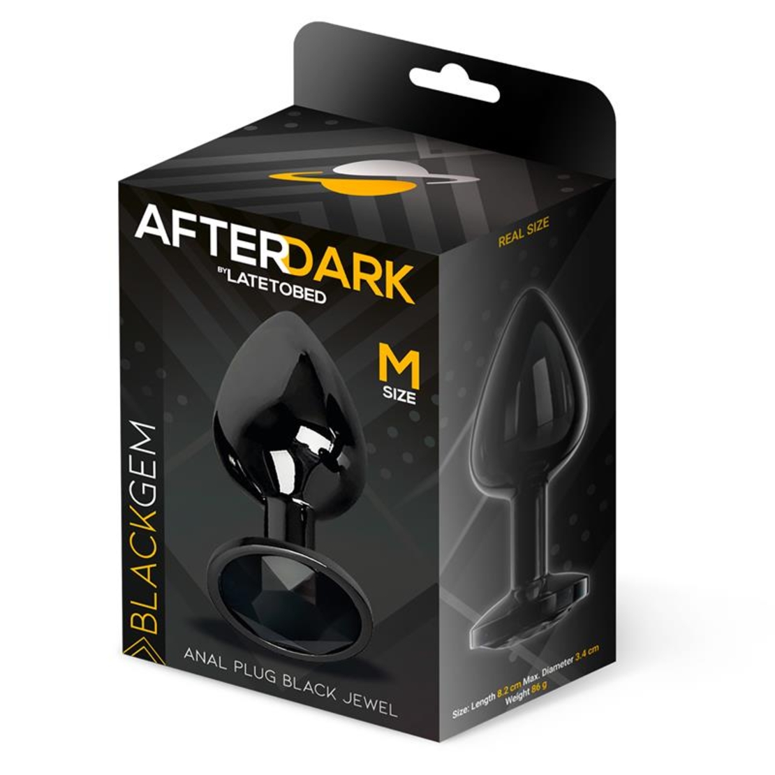 AFTERDARK Метална анална тапа Blackgem с черен камък, размер M