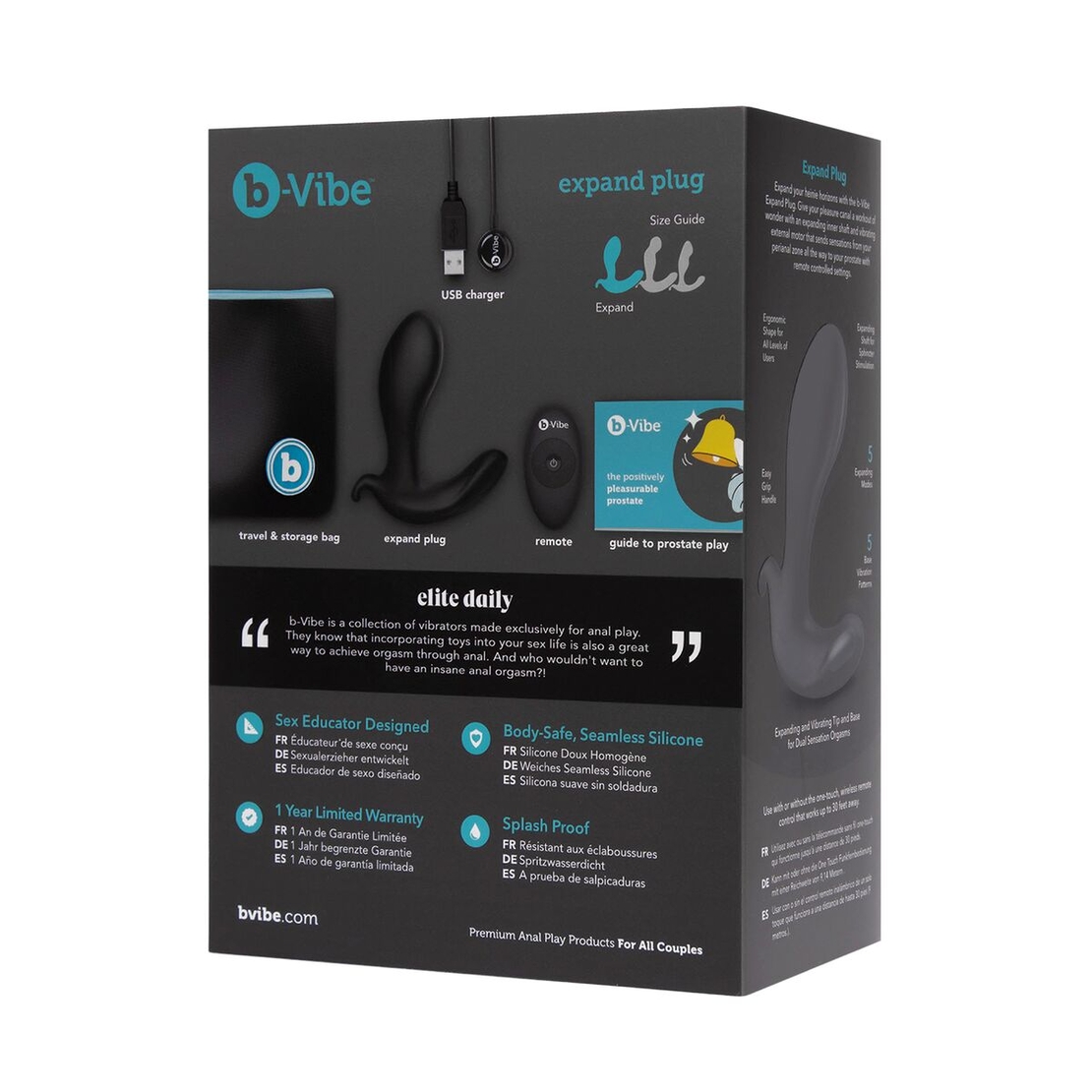Анална тапа B-Vibe EXPAND Черен