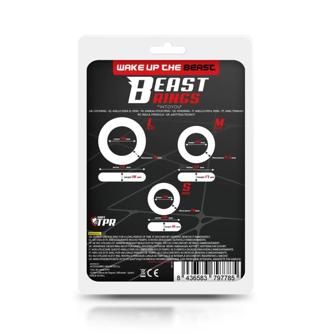Комплект от 3 пръстена за пенис BEAST RINGS, гъвкави, прозрачни