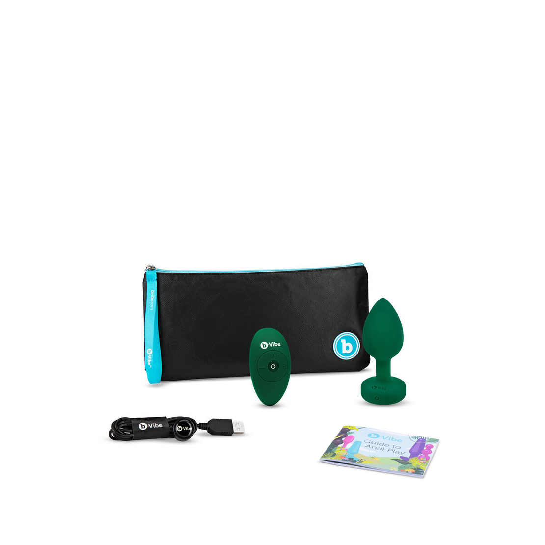 Анална тапа с дистанционно B-Vibe Vibrating Jewel Зелен M/L