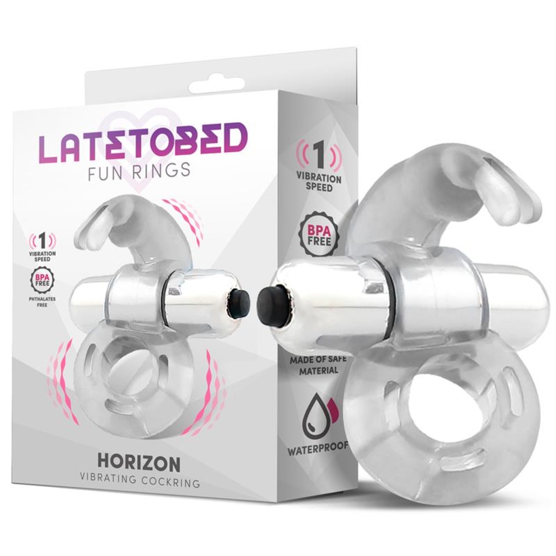 Вибриращ пръстен за пенис LATETOBED Horizon с прозрачн заек