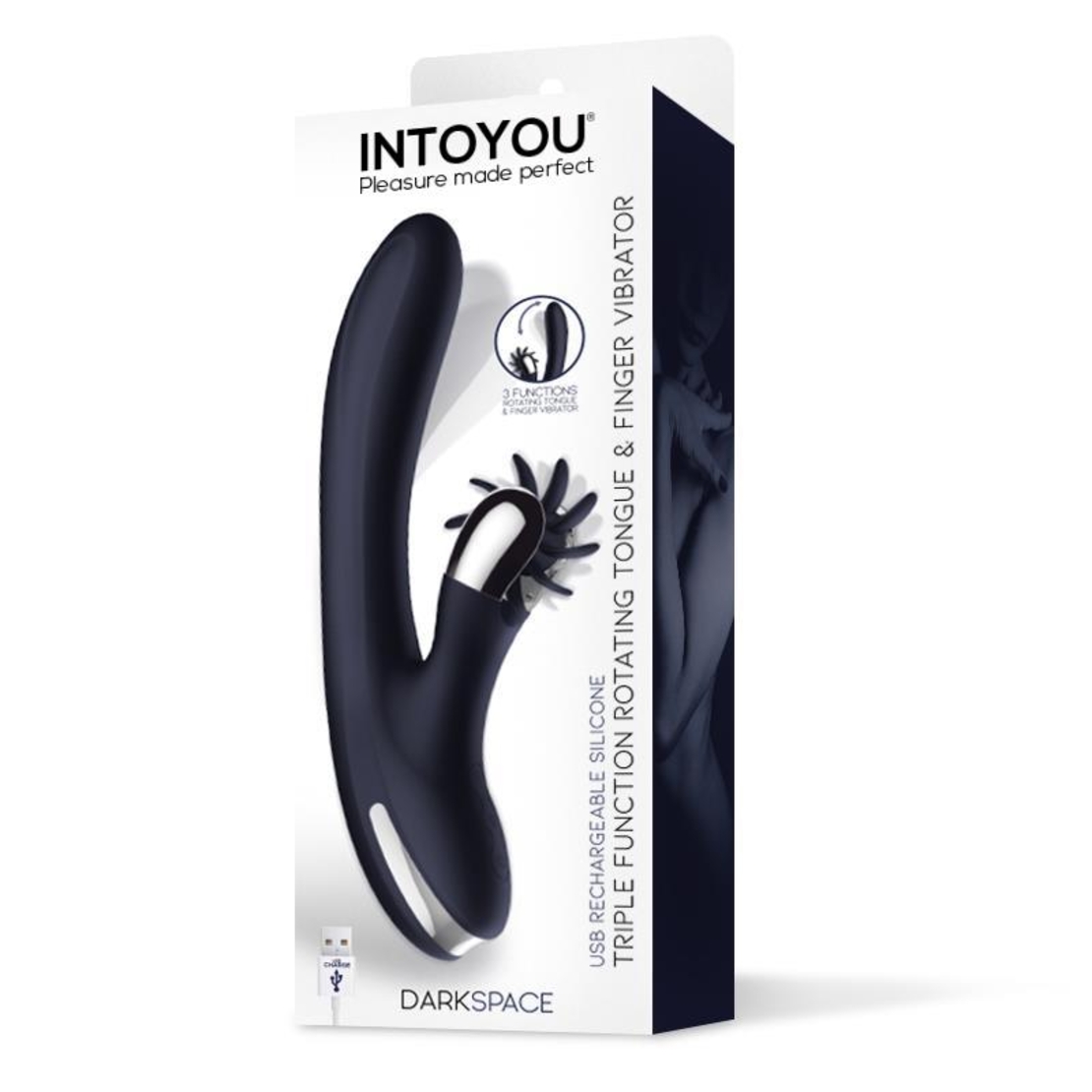 INTOYOU Darkspace Vibe вибратор с въртящи се езици в синьо