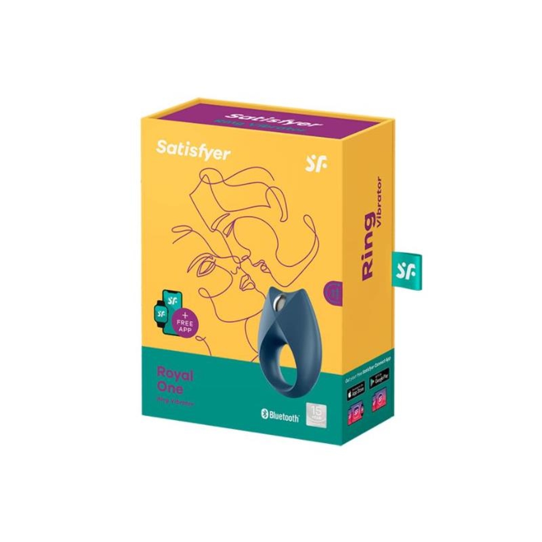 Вибриращ пръстен SATISFYER Royal One с приложение, син