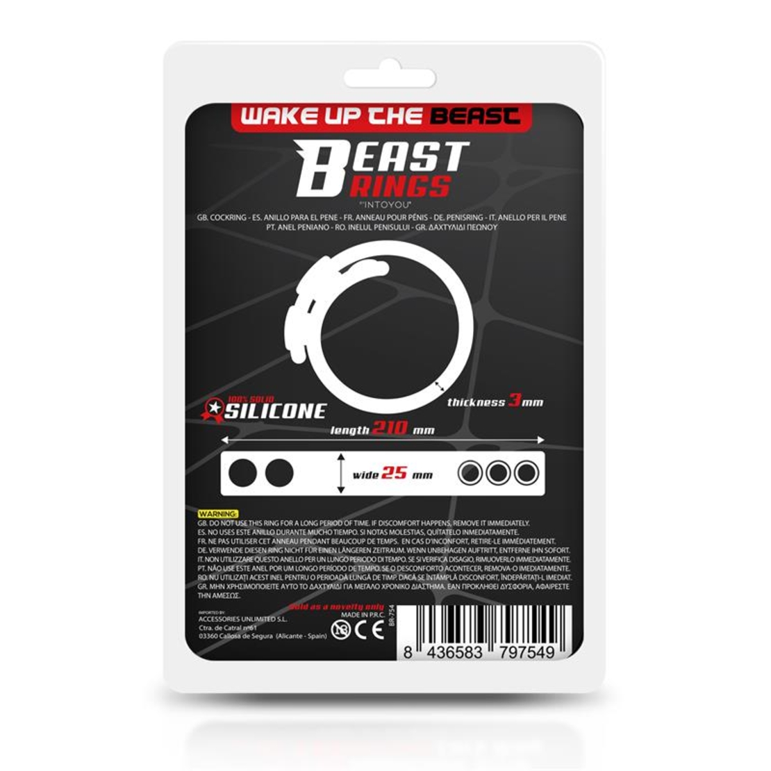 BEAST RINGS Плътен силиконов регулируем лентов пенис пръстен 15-21 см