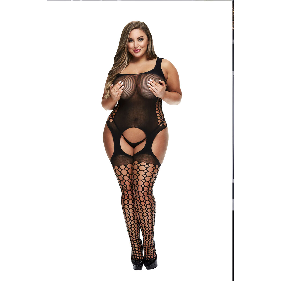 Чорапогащник за Тяло Crotchless Suspender Кралски Размер Baci Lingerie 00421 (XL)