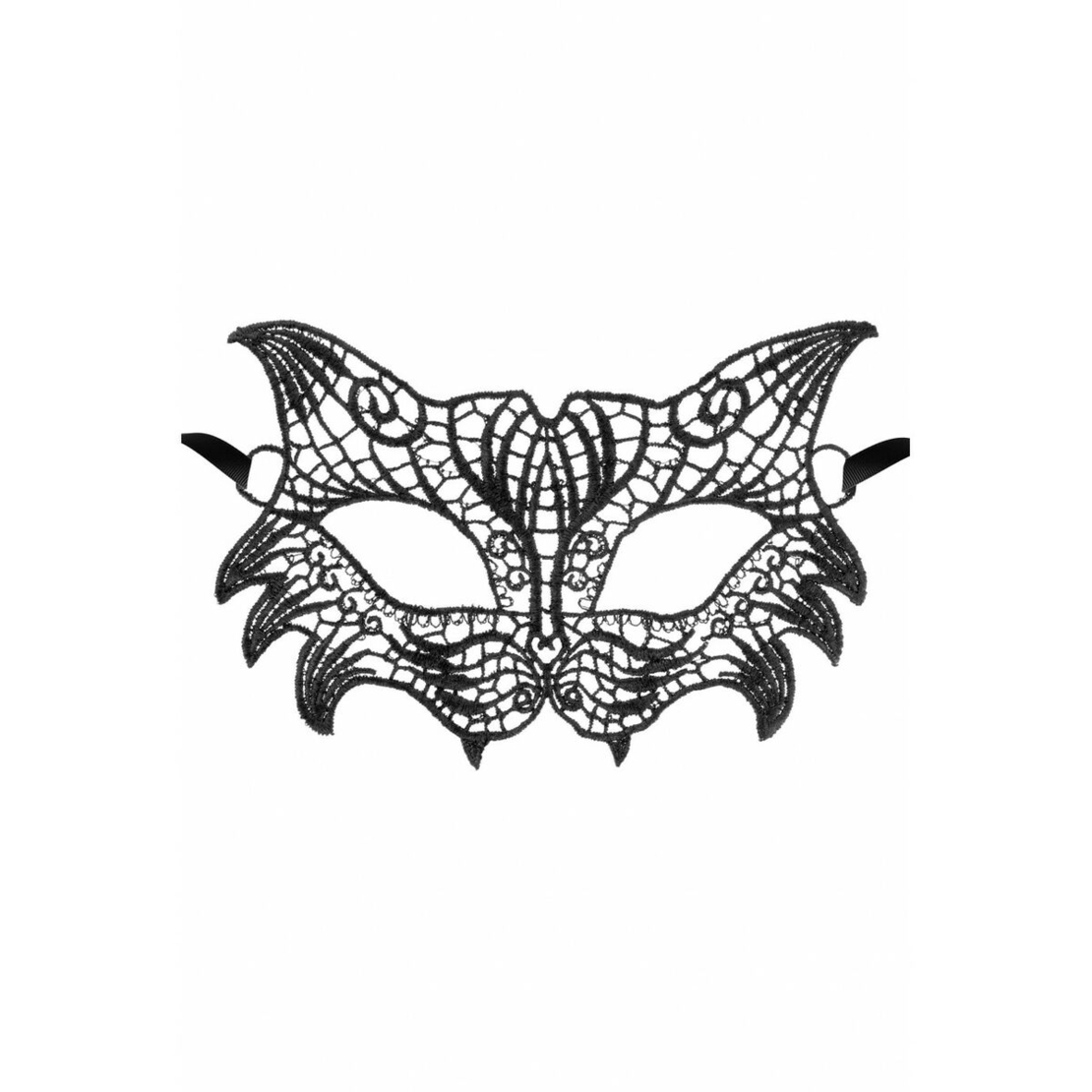 Маска за очи - Черна с формата на котка Shhh Blindfold Maskarade