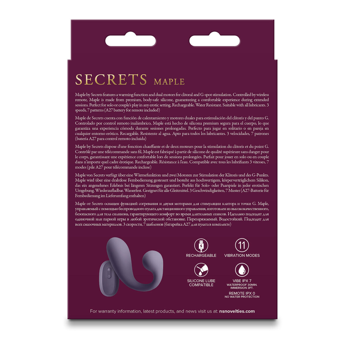 Анален вибратор с дистанционно NS Novelties Secrets Лилав