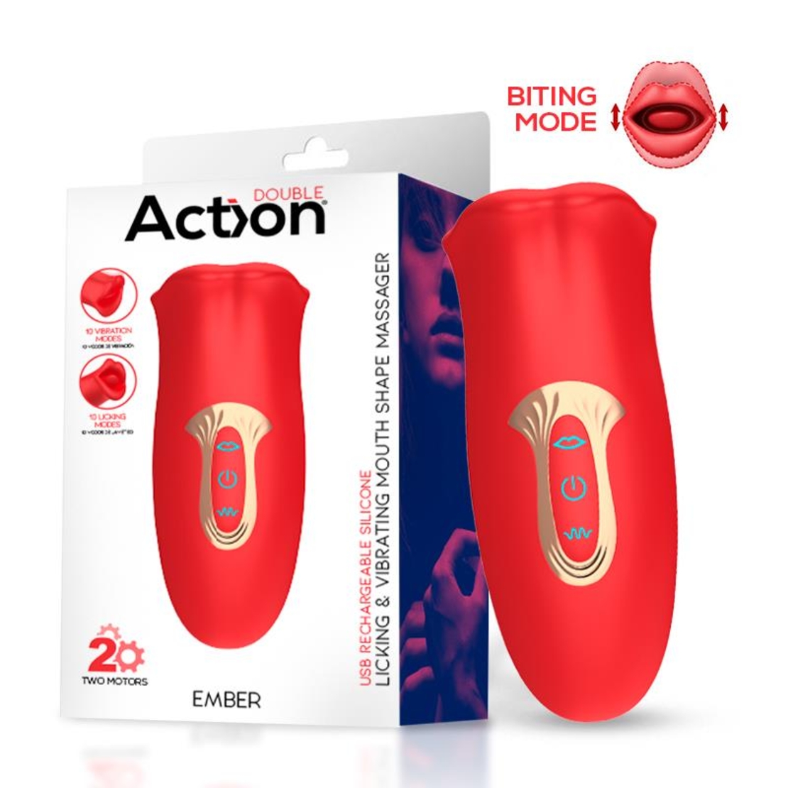 Клиторен стимулатор Ember Licking and Vibrating Mouth Shape Massager